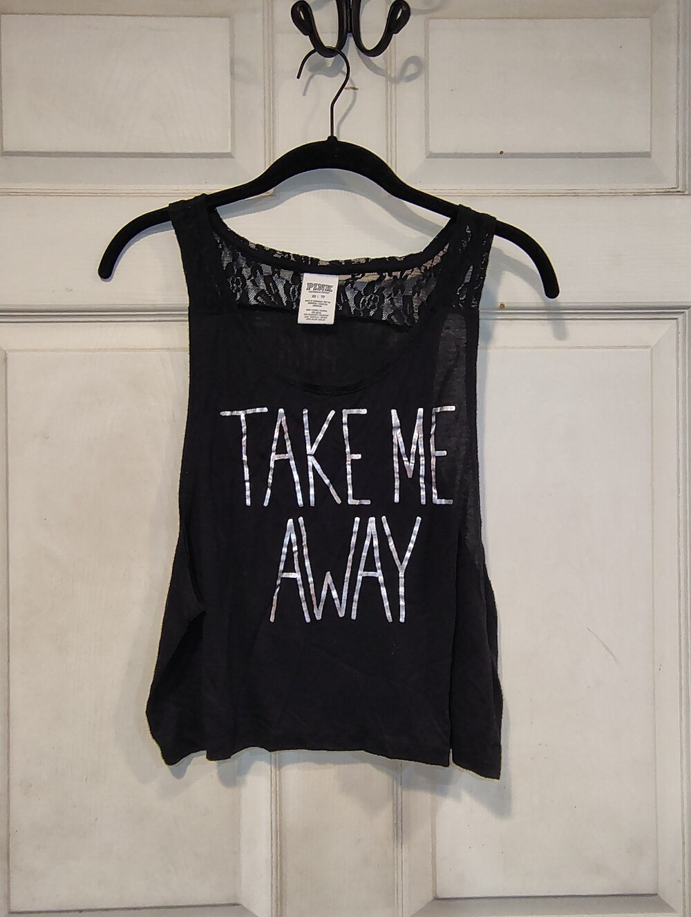 Pink Take Me Away Black Tank Top Size XS